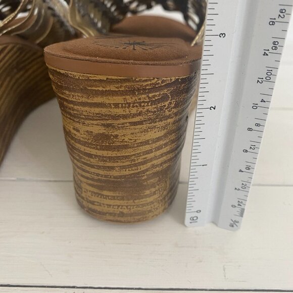 OTBT Starlike Mixed Metallic Woven Leather Platform Wedge Sandals, Women Size 9 - Picture 11 of 11